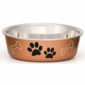 Boss Pet Loving Pets Pet Feeding Bowl, M, 28 oz Volume, Polyresin/Stainless Steel, Copper 7451MC